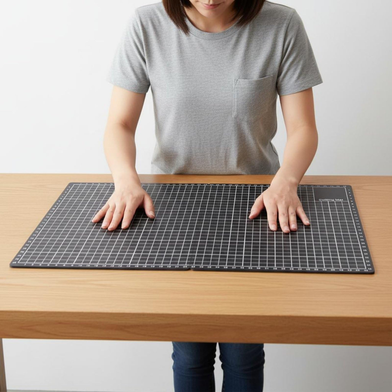 Planche à découper pliable auto-cicatrisante, surface quadrillée de précision, construction robuste, adaptée pour le scrapbooking, la couture, le matelassage, les projets artistiques, noir