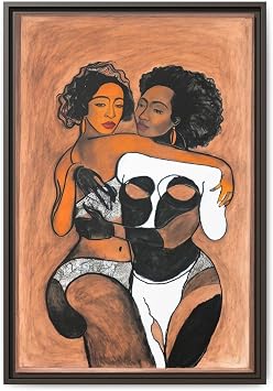 Canvas Print, Abstract Nude Painting Women, Framed Wall Art Decor, Multicolor Artwork, Home Office Decor, Nude@art, 32x48#6