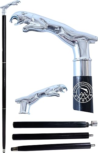 Unique Handle Victorian Designer Jaguar Brass Wooden Walking Stick Vintage Canes