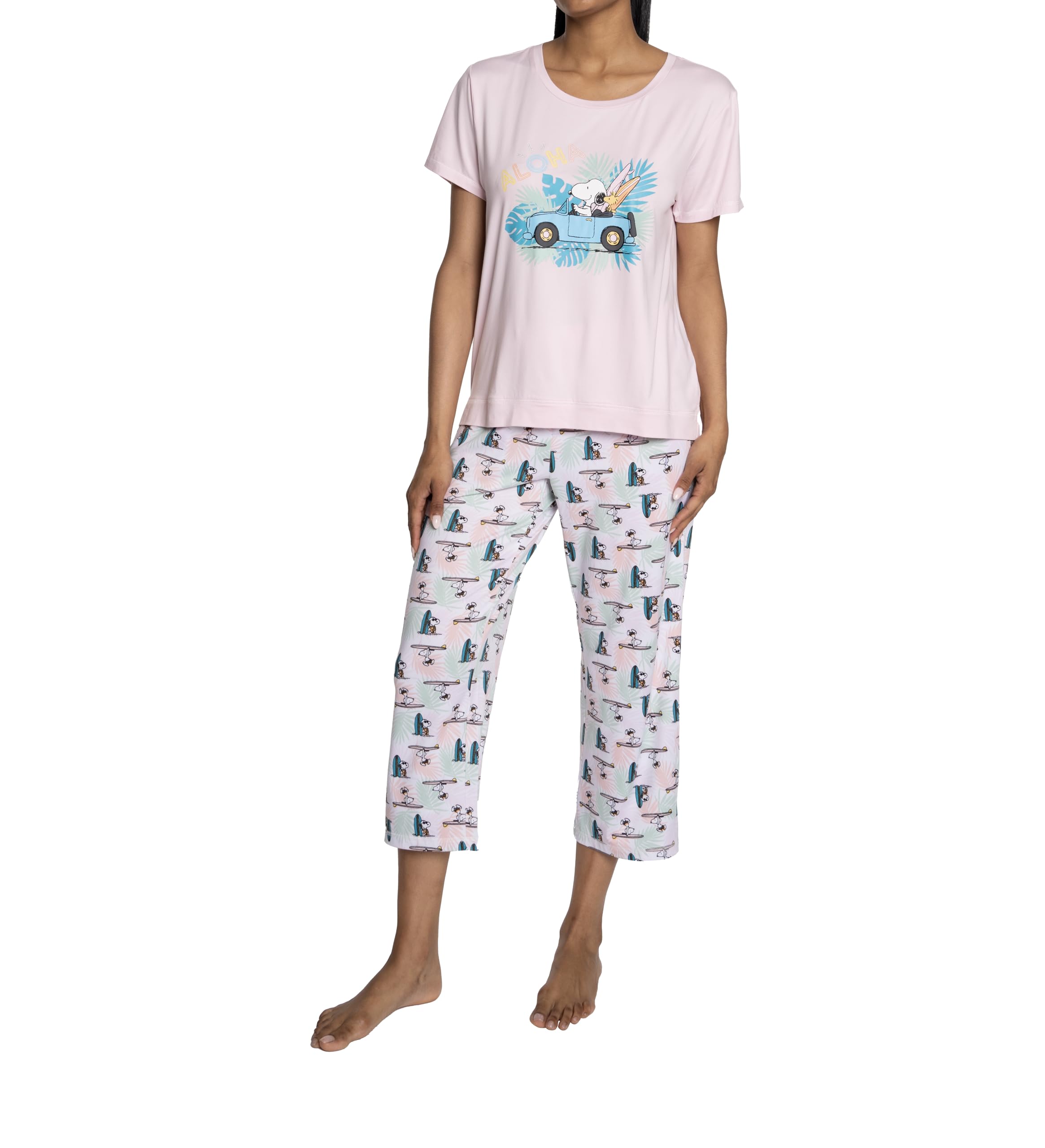 Peanuts Womens Tee and Capri 2pc Pj Set