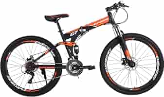EUROBIKE G7 Folding Mountain Bike - 27.5" 21-Speed, Full Suspension, Dual Disc Brakes, Foldable For Adults