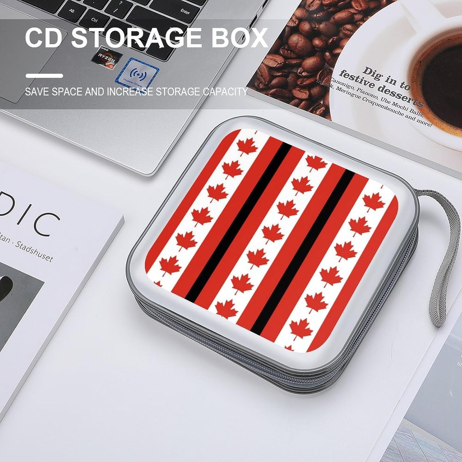 Canada Spliced ​​Canadian Flag Protective CD Case Storage Rack 40 Capacity DVD Holder Organizer Car Travel