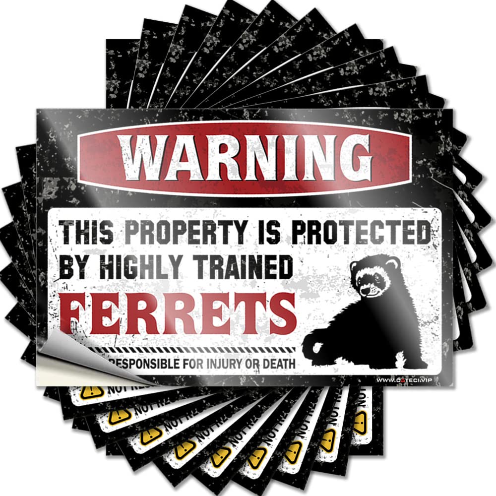 Home Gym Decor Lettering Sticker Door | Warning This Property is Protected By A Highly Trained Ferrets Snarky Fishing Sticker Pack(12X18CM)