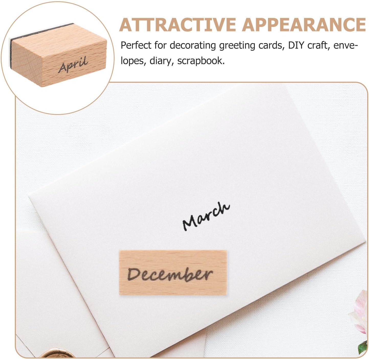 Zerodeko 12pcs Wooden Stamps 12 Months, Wooden Months in Small Size for Crafting,journaling Supplies
