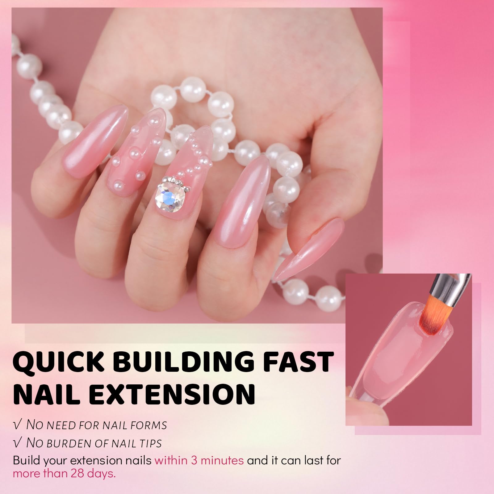 Aokitec HEMA Free Nude Pink Poly Nail Gel - Image 2