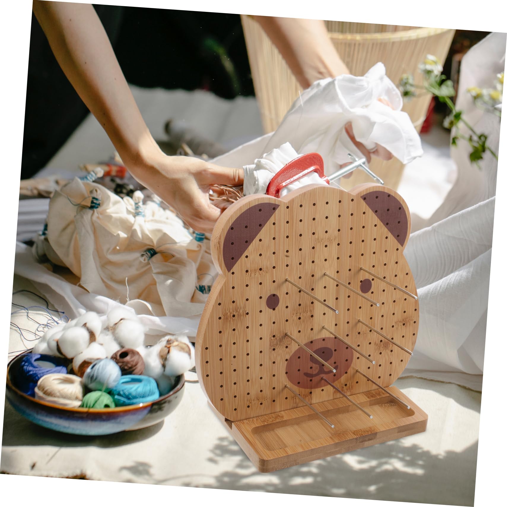 LALAFINA Tabla de Crochet de Madera Duradera y Práctica para Proyectos de Tejido de Punto, Herramienta Conveniente para Principiantes y Entusiastas del Ganchillo en Casa