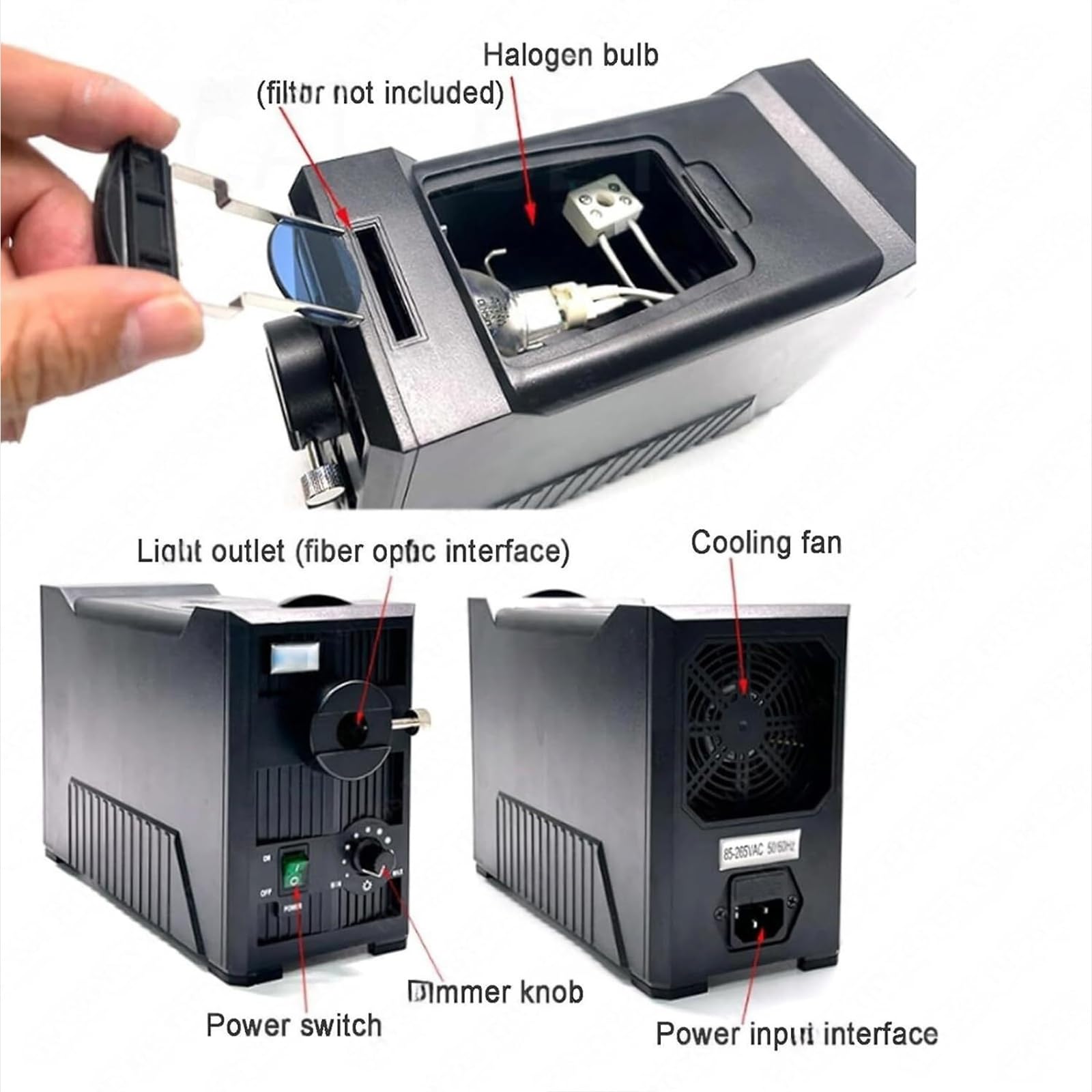 Fuente de luz LED fría de cuello de cisne doble, iluminador de microscopio de fibra óptica, brillo ajustable, 570-900 nm, para experimentos científicos y trabajos de laboratorio