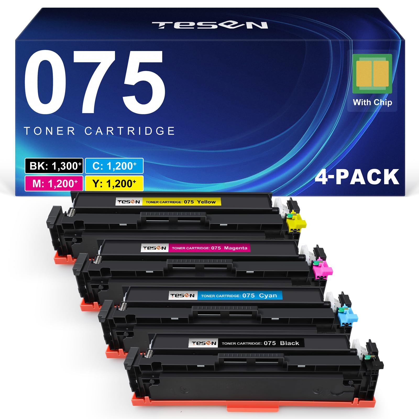 Photo 1 of 075 Toner Cartridge Set 075H: MF663Cdw MF665CDW LBP646Cdw Compatible for Canon 075 075H Color ImageCLASS MF660c MF662CDW LBP647Cdw LBP640c Printer 4 Pack High Yield Ink (Black Cyan Yellow Magenta)