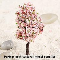 Vista 4 de Yetaha 10 unidades de árboles modelo de flores rosas, mini racimo de flores de vegetación, modelo de paisaje estático para bricolaje, paisaje