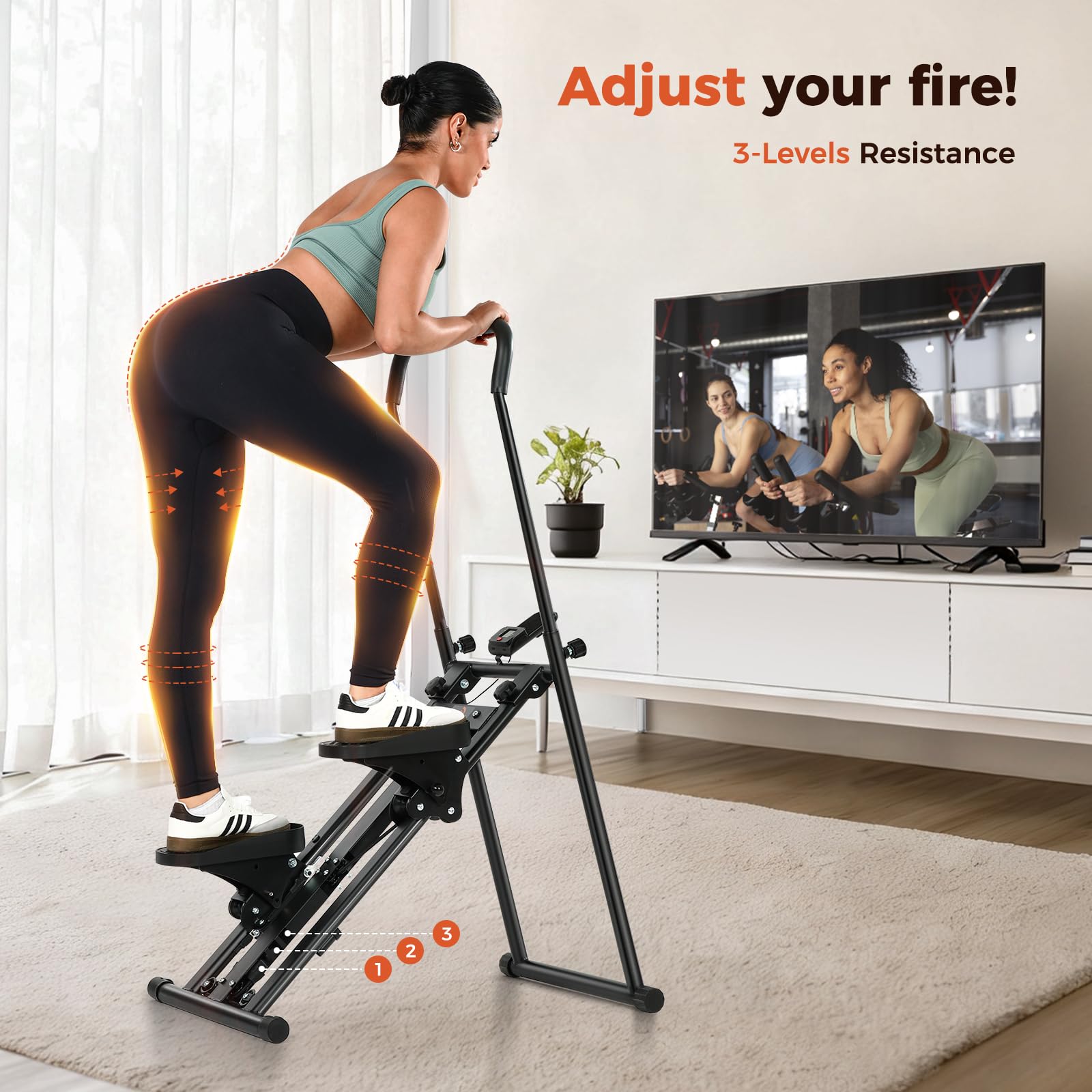 Sportneer Escalera plegable para gimnasio en casa, resistencia ajustable, escalador vertical con manillar,