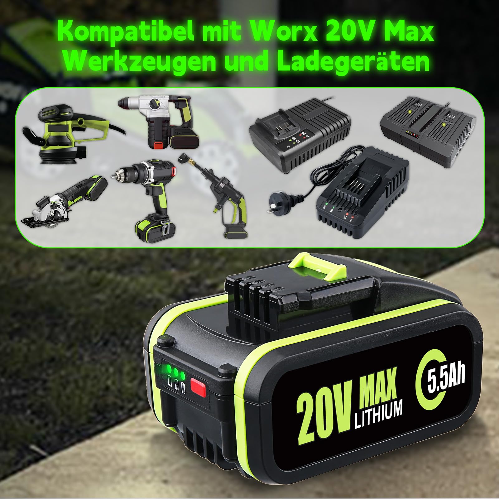 Akku passend für Worx WA3551.1, WA3516, WA3549.1, WA3551