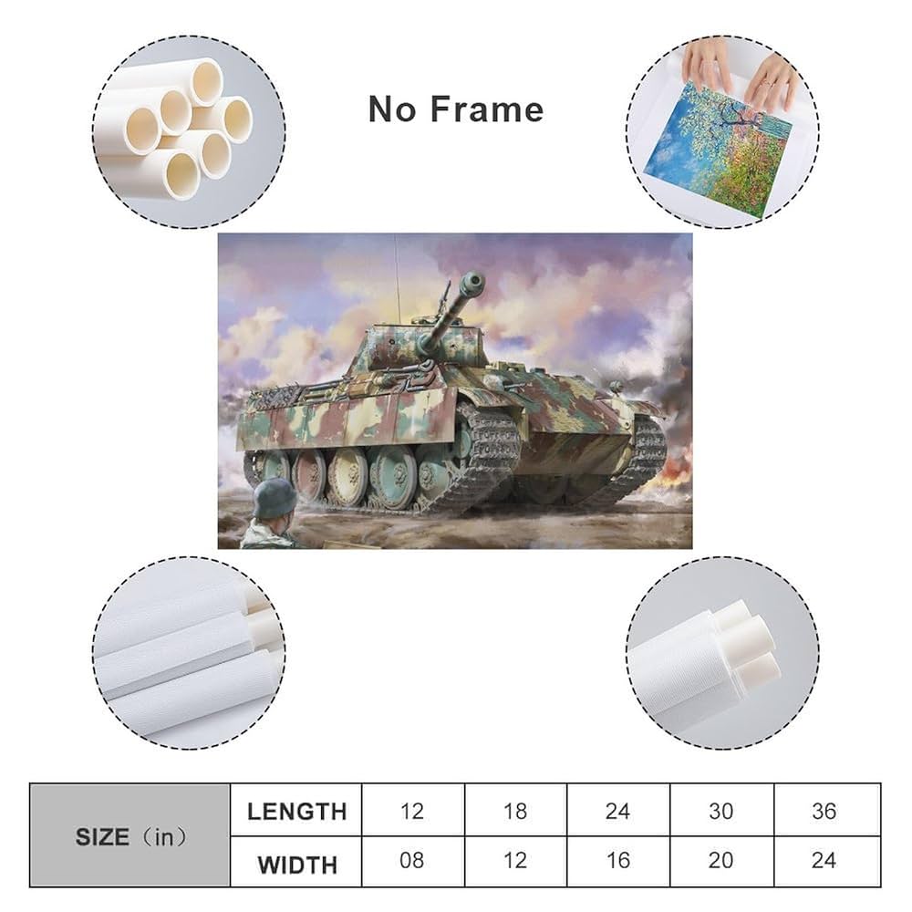 パンツァーフロントポスター Panzerkampfwagen V Panther Tank Armored Vehicle (31) Canvas
