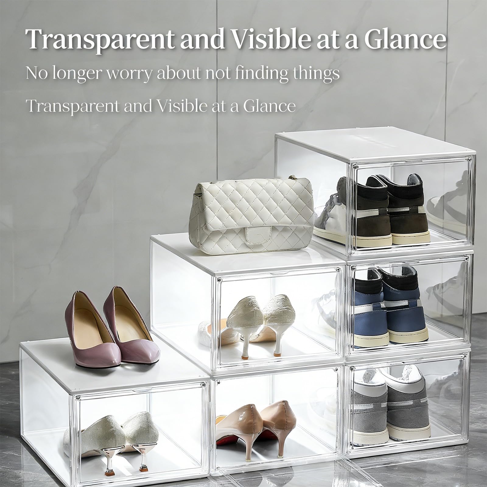Vetrina per scarpe trasparenti buona qualità con luci a LED per protezioni antipolvere e stoccaggio visibile a casa o in negozio Vetrina per esposizione scarpe trasparente premium con luci a LED