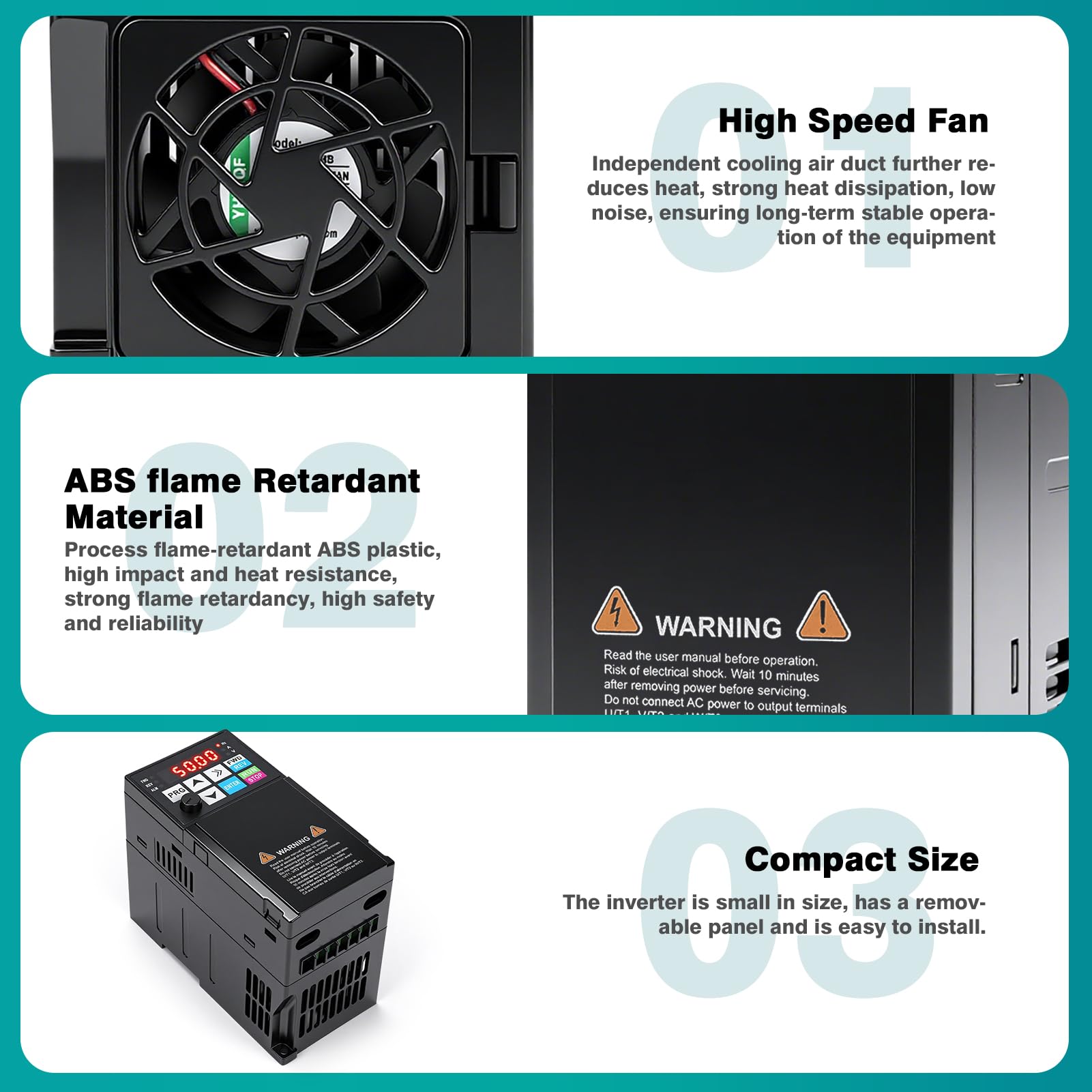 Variador de Frecuencia 2,2KW 220V Entrada Monofásica 220V Salida Trifásica | VFD 220V Monofásica a Trifásica, 50/60Hz Convertidor de Frecuencia para Control de Velocidad del Motor del Husillo CNC