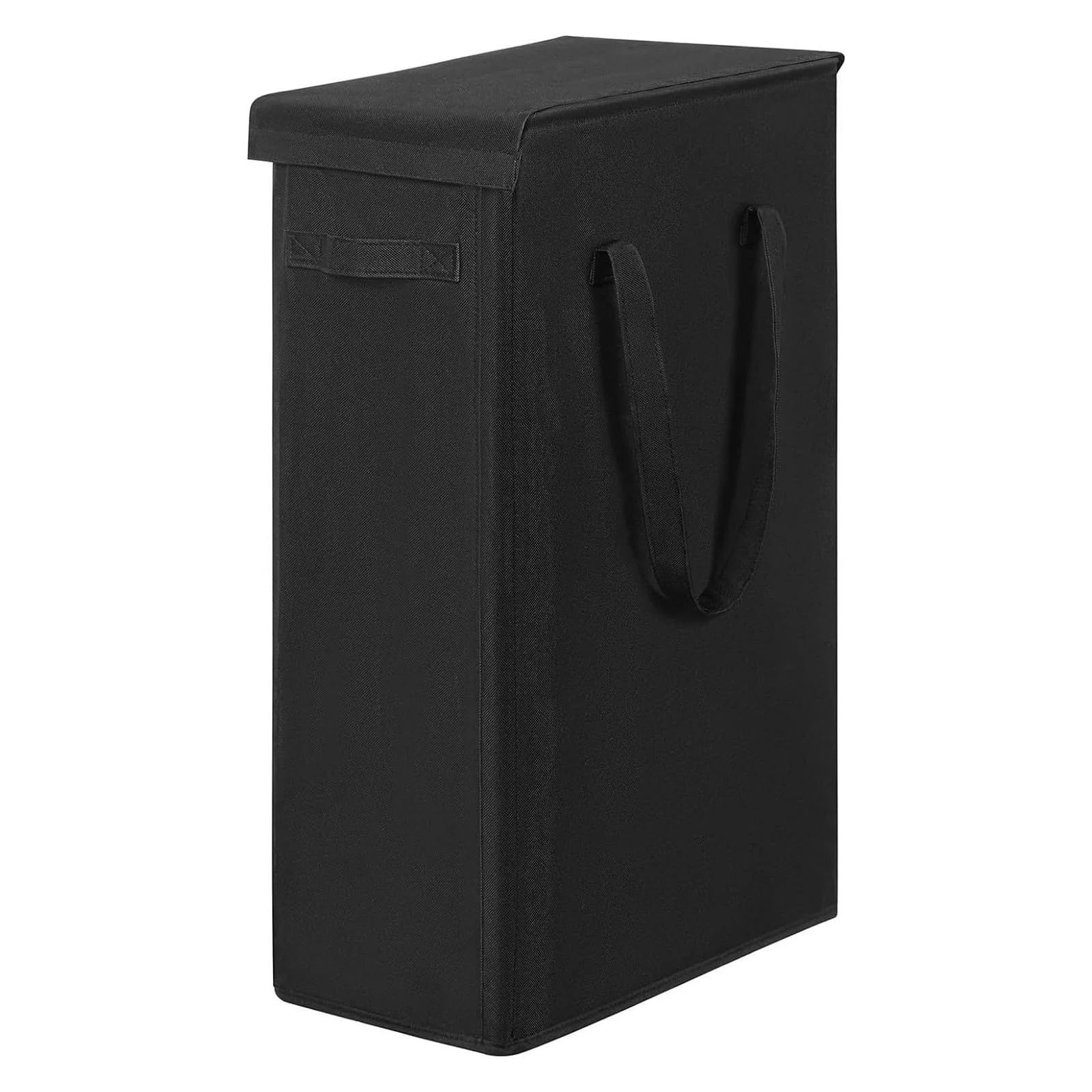 1pc Laundry Basket with Wheels and Lid, Closed Dirty Clothes Hamper for Bedroom & Dorm(41x22x70cm black)