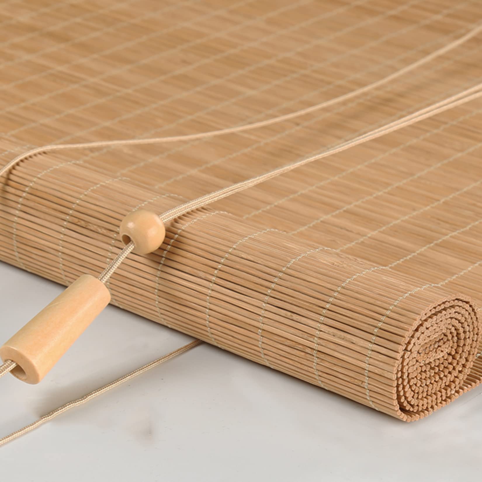 Naturel Respirant Rideau en Bambou,Stores Bambou,Store Venitien Bois,Store Enrouleur Exterieur,Store Fenetre Occultant,Intimité Écran,Respirant/écologique (110x200cm/43x79in)