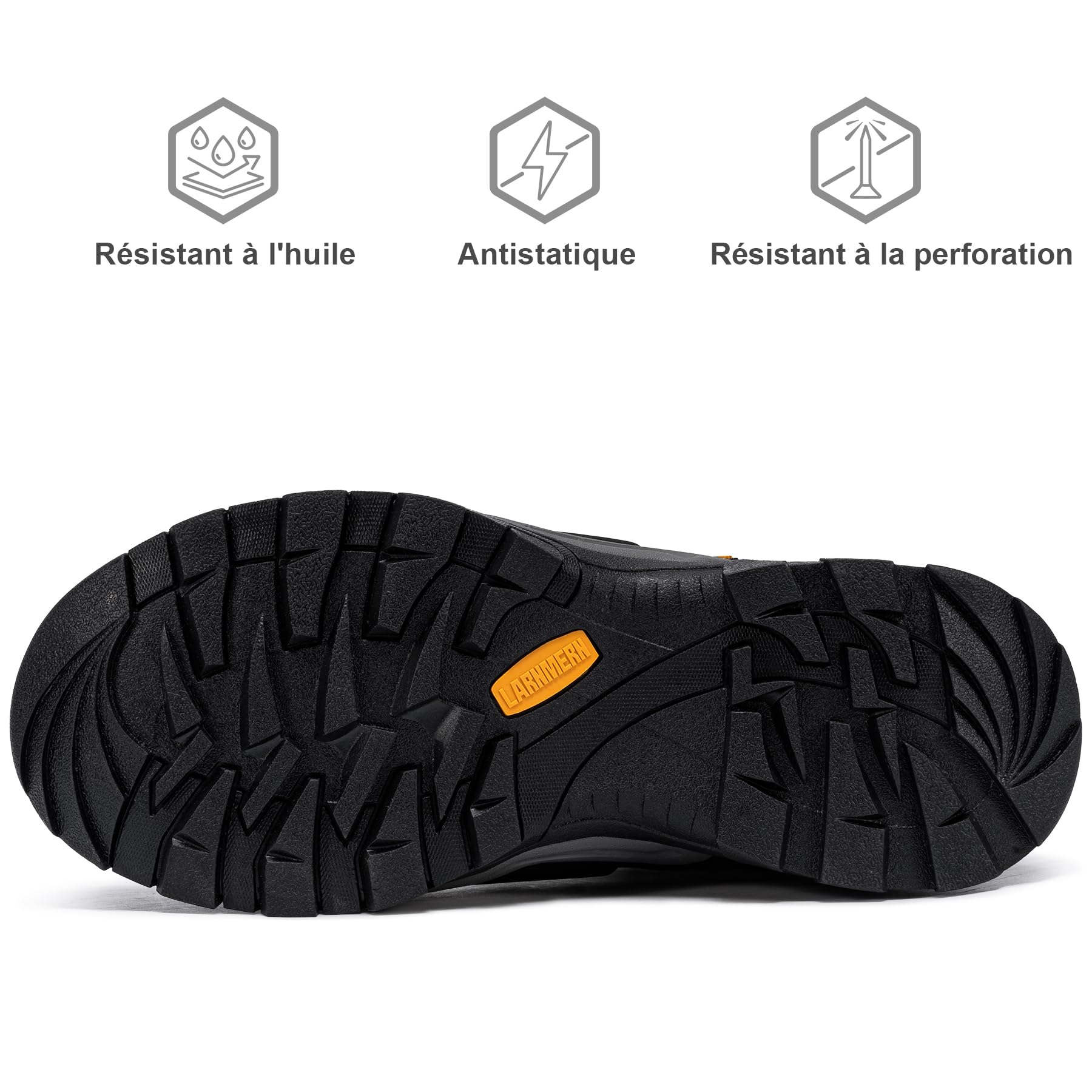 LARNMERN Chaussures de Sécurité Hommes Montantes S3 Bottes | Bottes de Travail SRC HRO Imperméables Chaussures de Travail Embout Acier Legere Confortable Construction Montante Bottines