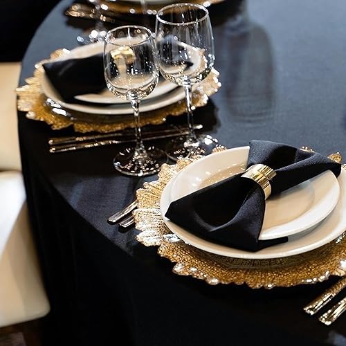 Miniatura 4 de sancua Paquete de 6 manteles redondos de 90 pulgadas, color negro, resistentes a las manchas y a las arrugas, mantel de poliéster lavable para mesas