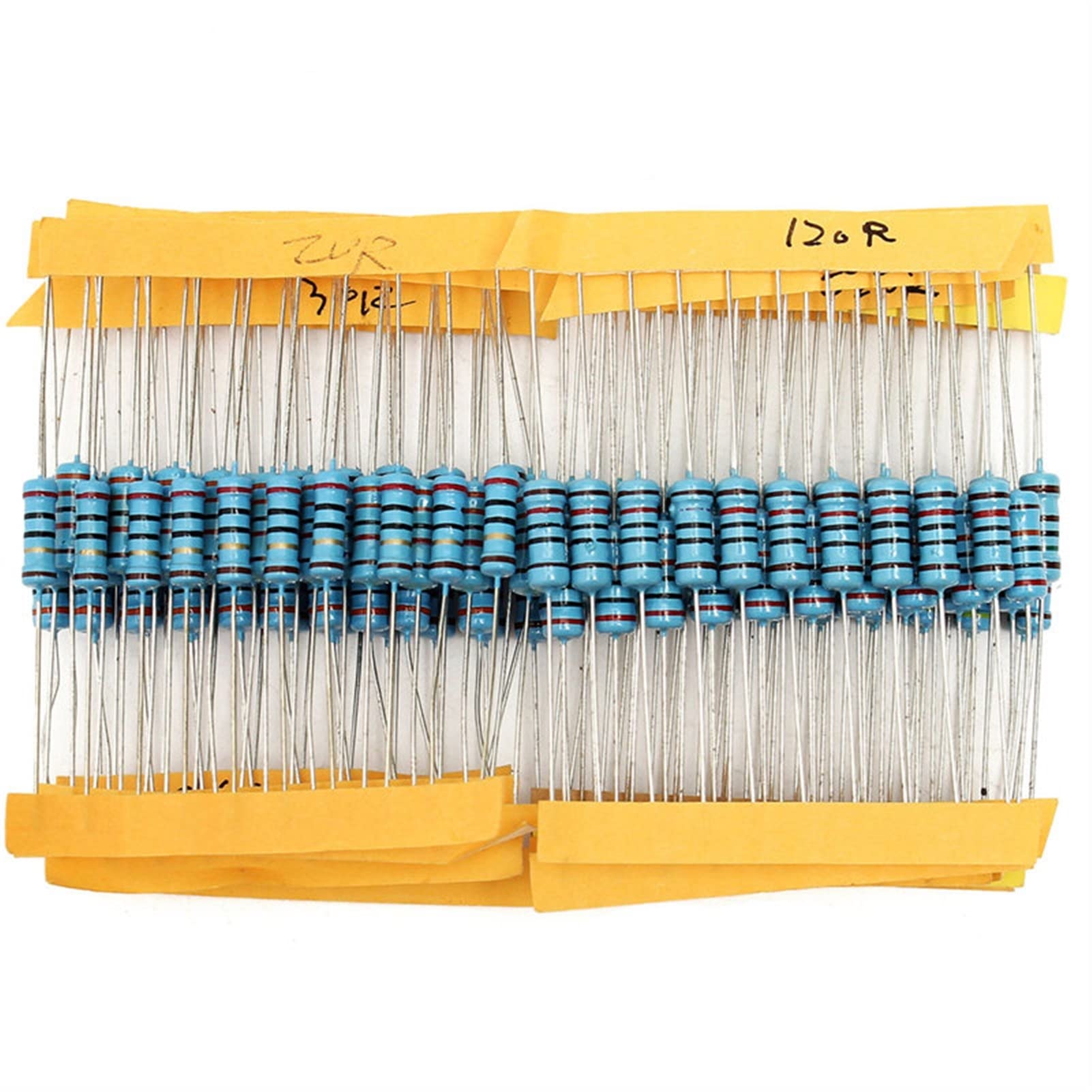 Kit di assortimento di resistori a Film Metallico da 500 Pezzi Set di resistori da 50 valori-10 Pezzi 1ohm-1M 1W Comodo 1R-1MR Ohm