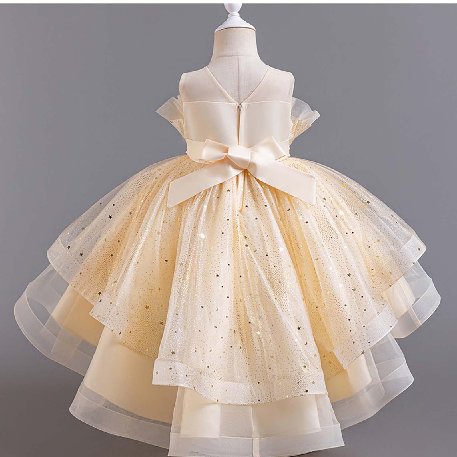Prinzessinnen Kostüm Mädchen, Festliches Mädchenkleid mit Schleppe für Bühnenauftritte besondere Anlässe als Elegante Prinzessin