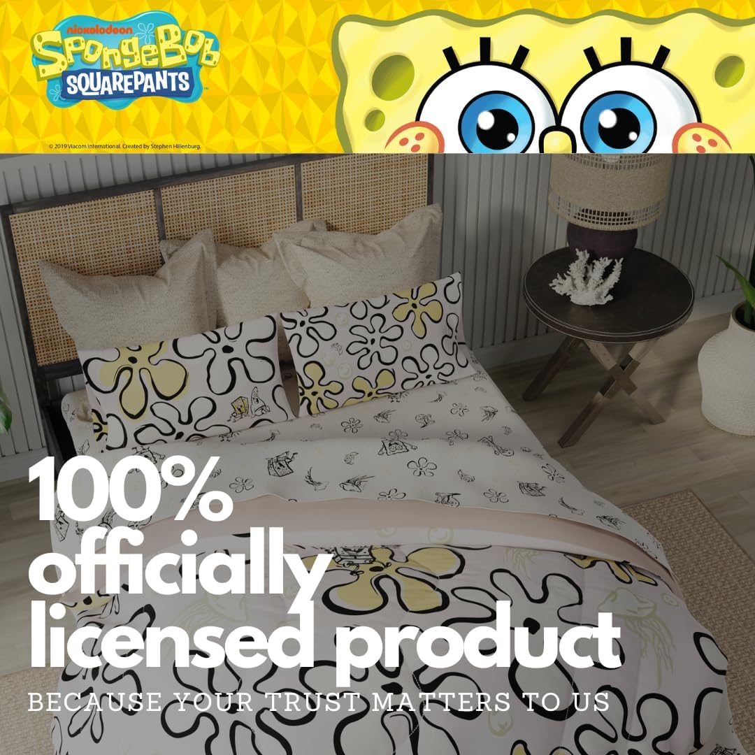 Collectibles Spongebob Squarepants Jellyfish Recycled Bedding 7 Piece Super Soft Reversible Comforter and Sheet Set, Queen, (100% Official Licensed Product) by Franco - Image 6