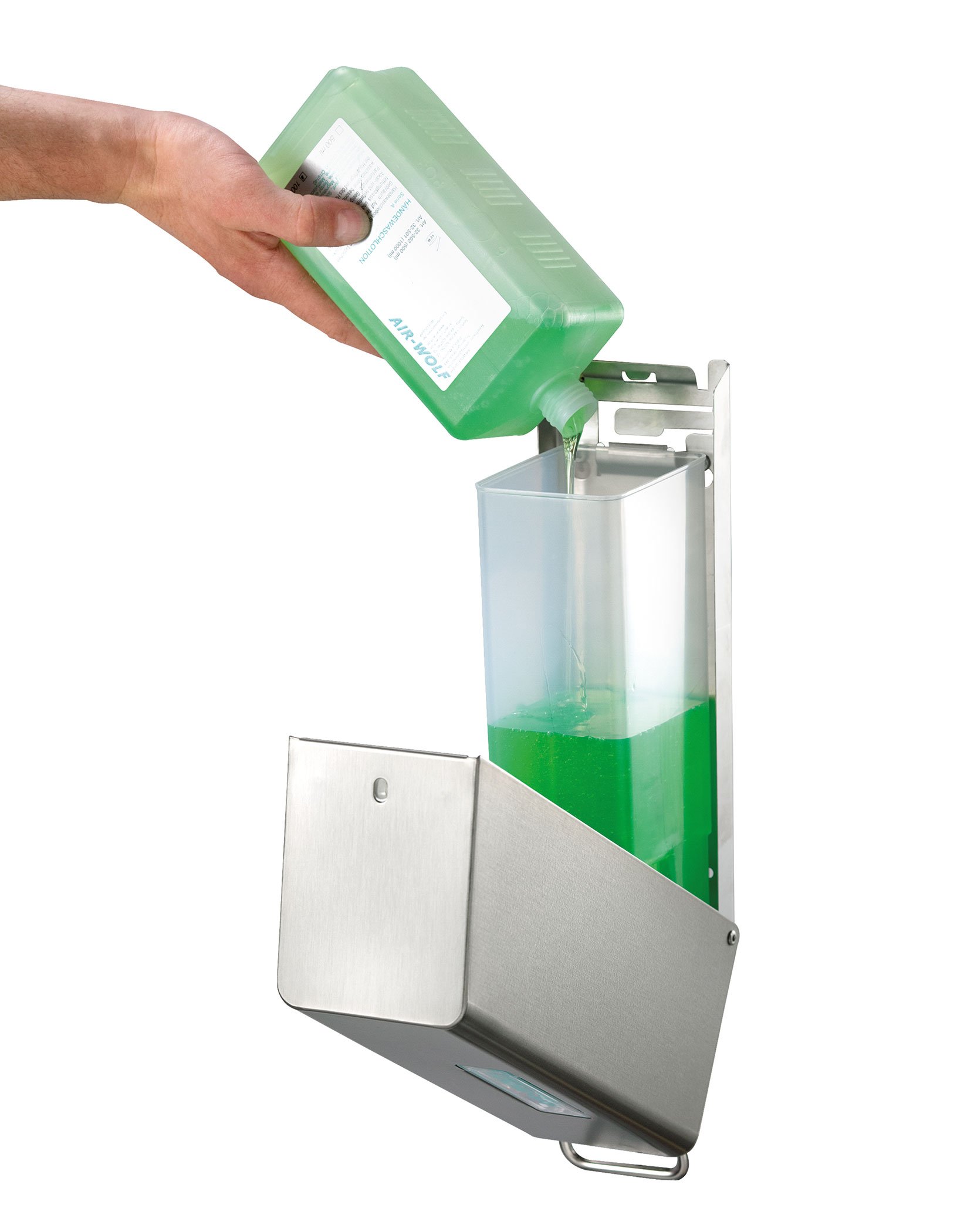 AIR-WOLF Seifen- und Desinfektionsmittelspender 1,2 Liter, Edelstahl beschichtet, Serie Omega