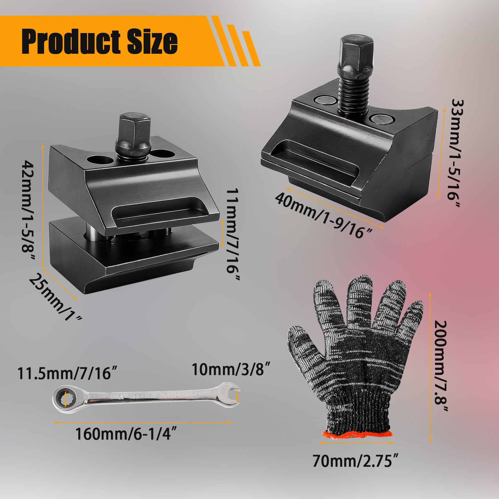 Lot de 8 écarteurs de jambe de suspension, écarteurs de jambe de suspension avec moyeu divisé avec gants et clé à molette pour réparation de jambe de suspension et amortisseur, pour voitures, SUV et
