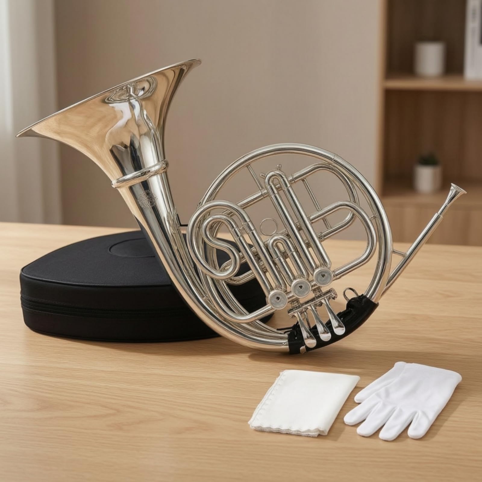 Harilla Corno Bb Ottoni Strumento a Fiato Tromba Tuba Bocchino Campana Svasata Tubo Lungo Corpo Circolare Bilanciato con Borsa Panno Guanti Adatto per Principianti Professionisti Esibizioni