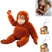Monkey Stuffed Animal, Stuffed Animals, Emotional Support Plush for Anxiety Relief and Stress Management, Soft Stuffed Monkey Plush with 2 Monkey Keychain for Room Decor and Travel Comfort