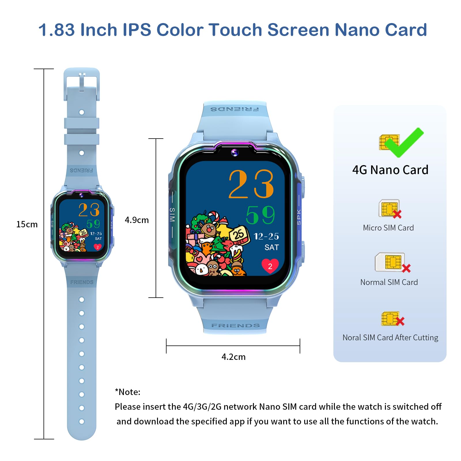 4G Smartwatch dla Dzieci z GPS Połączenia Wideo SOS Gry Budzik Krokomierz Kalkulator Wodoodporny Zegarek Cyfrowy dla Chłopców i Dziewczynek Prezent-