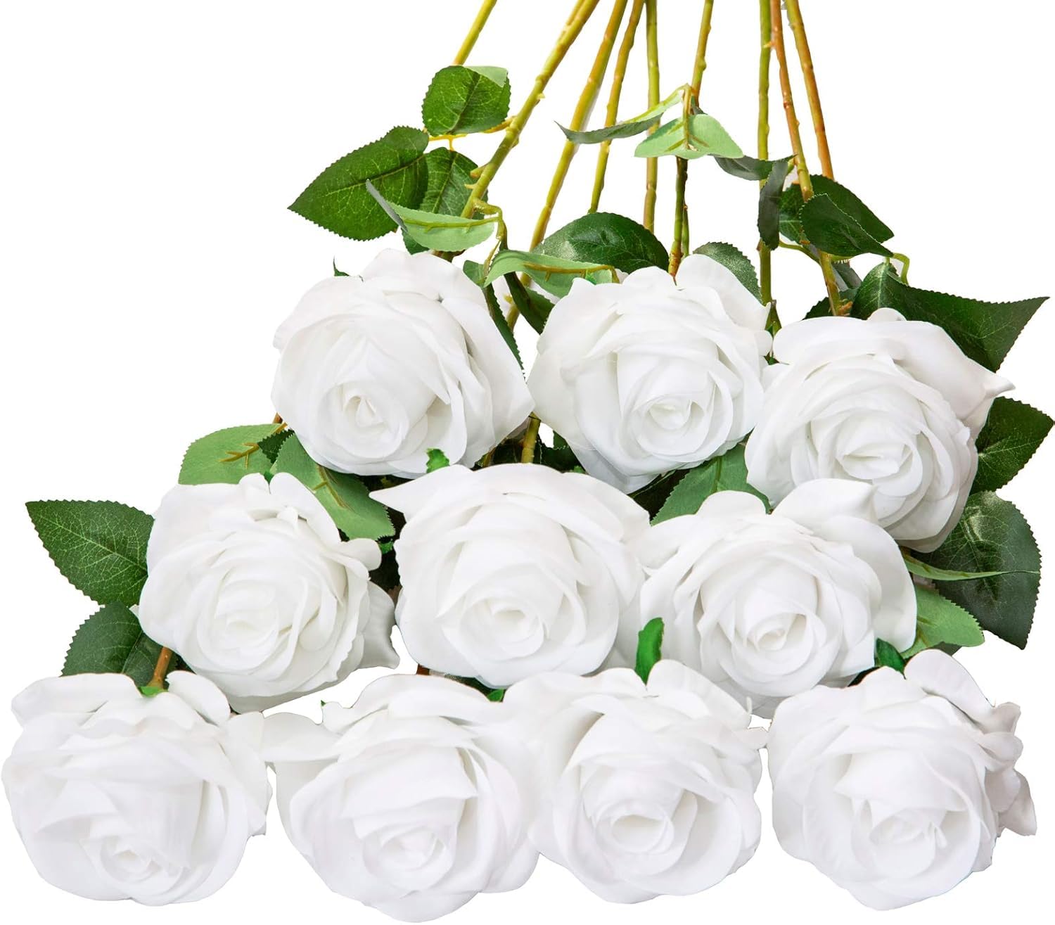 Dekorly Artificial Silk Rose Bouquet - 10 Long Stem Flowers -11 Dekorly Artificial Silk Rose Bouquet - 10 Long Stem Flowers -11