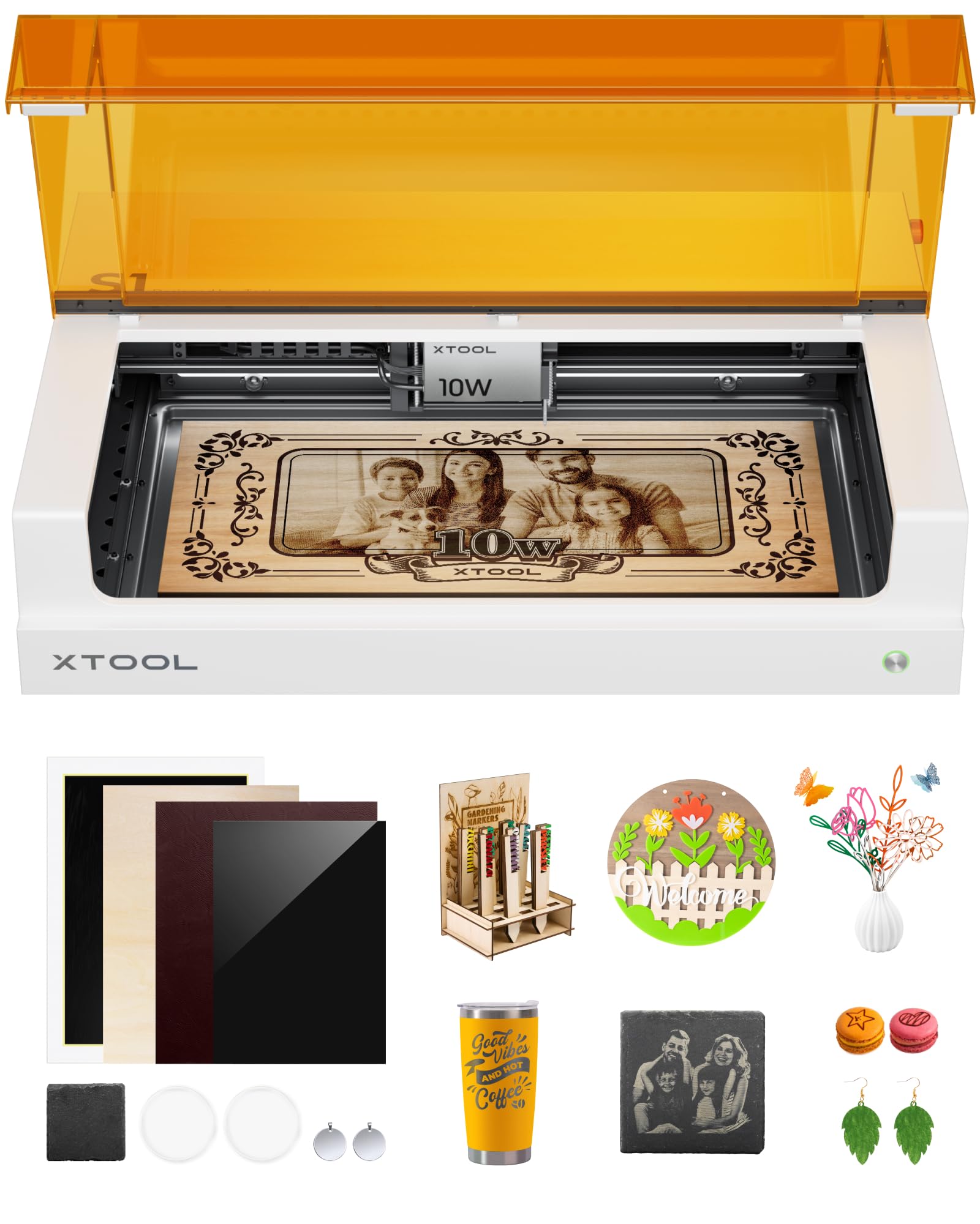 xTool S1 Laser Engraver and Cutter Machine, 23.93" x 15.16" Bed Size, Beginner-friendly, Class 1 Safety Laser Engravering Machine for Wood and Metal, Acrylic