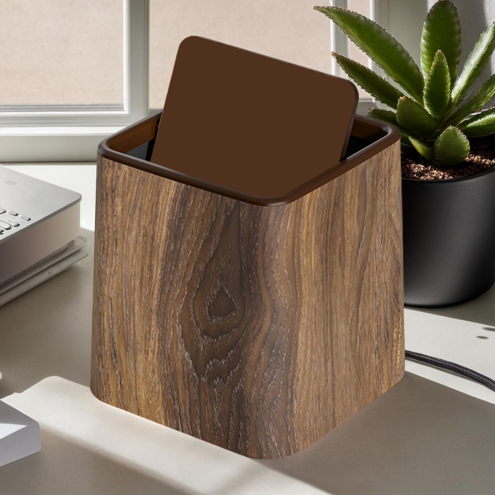 Genérico Papelera de Dormitorio,Papelera Pequeña | Cubo De Basura Con Tapa De Ahorro De Espacio Accesorios Escritorio Versátil Para Dormitorio Habitación Infantil Cocina Oficina