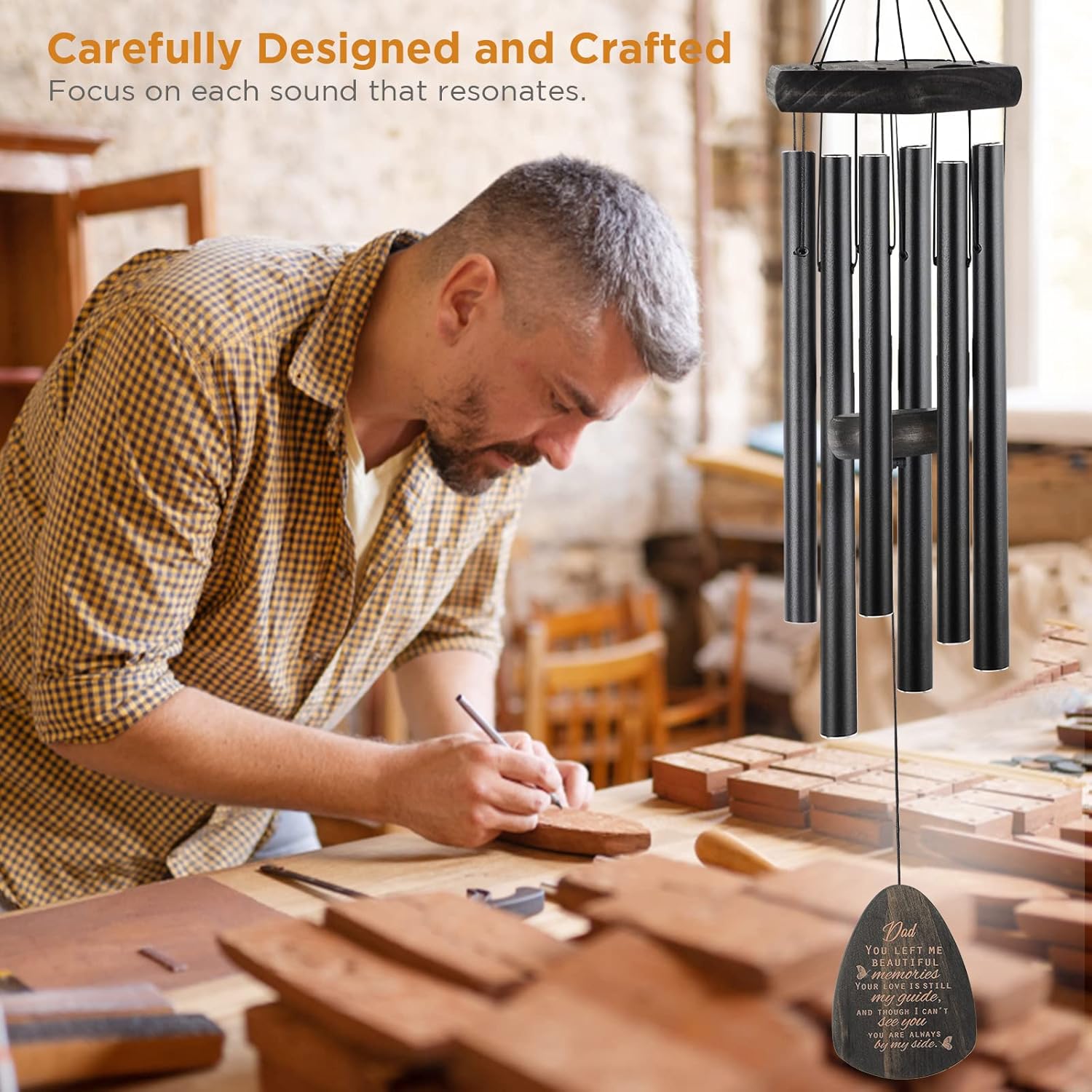 Sympathy Gifts for Loss of Dad 32" Memorial Wind Chimes for Loss of Father Bereavement Condolence Gifts Sympathy Windchimes in Memory of Father Dad Papa Butterfly Wind Chime with Cardinal Card - Image 5