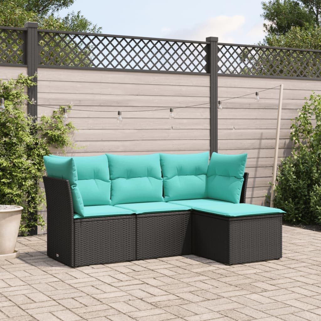 vidaXL Garden Sofa Set Black, Blue