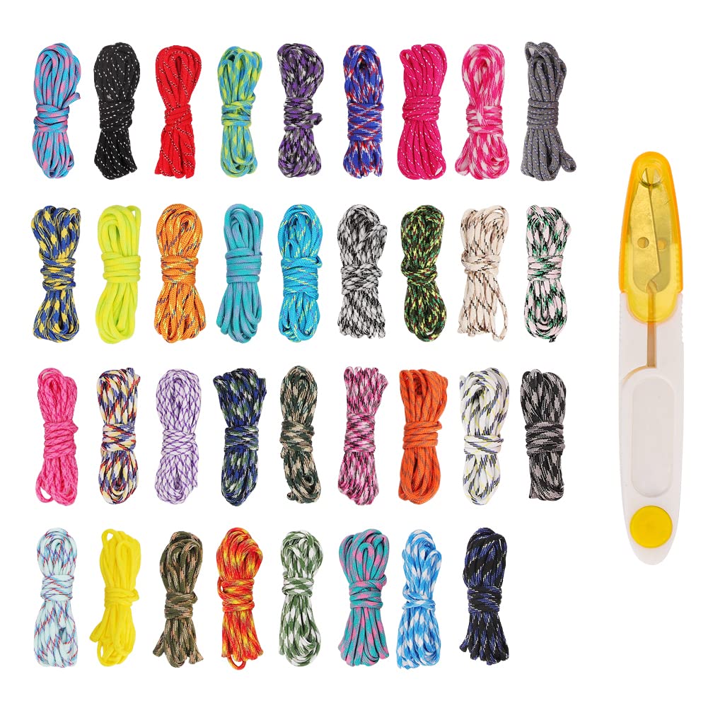 Paracord 550 corda in nylon Paracord da 4 mm, 35 pezzi di corde in nylon multifunzionali per la fabbricazione di braccialetti fai da te Cordino per cani Collare per cani