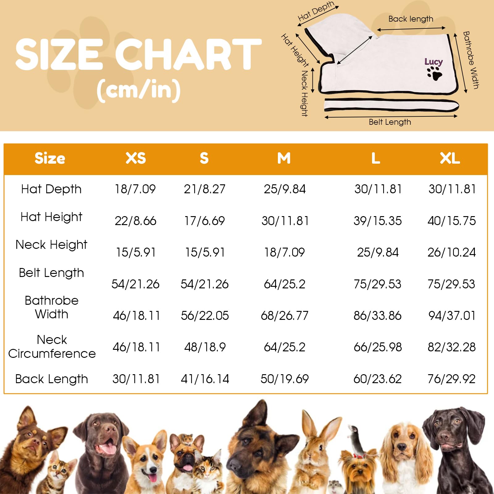 Personalizzazione Accappatoio Cane, Nomi Di Animali Domestici Ricamabili, Accappatoio Per Cani Adatto A Tutti I Cani E Gatti, Animale Domestico (Rosa)