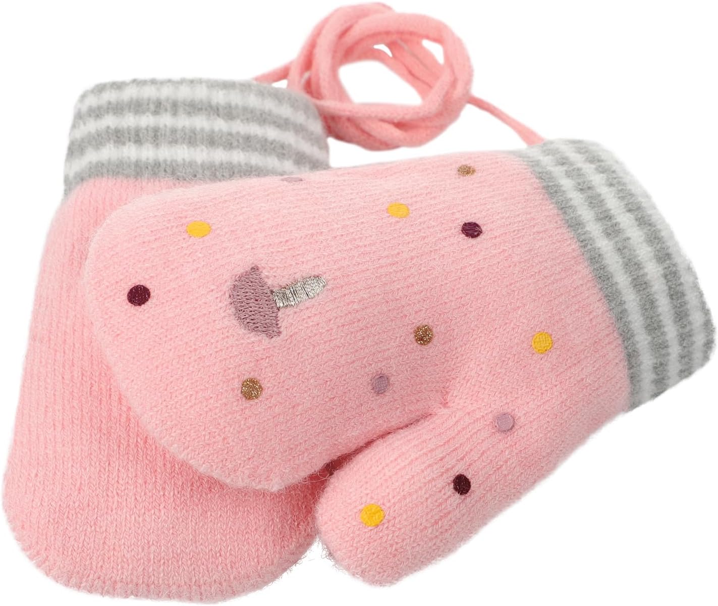 PURFUN Toddlers Baby Cartoon Baot Full Finger Gloves Mittens, Girls Boys Winter Warm Fleece Lining Knitted Mitts for 1-3 Yrs