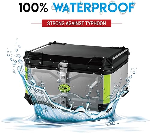 Miniatura 4 de GRUNT SPORTS - Maleta trasera de motocicleta de 65 L, maletero de almacenamiento universal para scooter, caja de aluminio impermeable para casco de