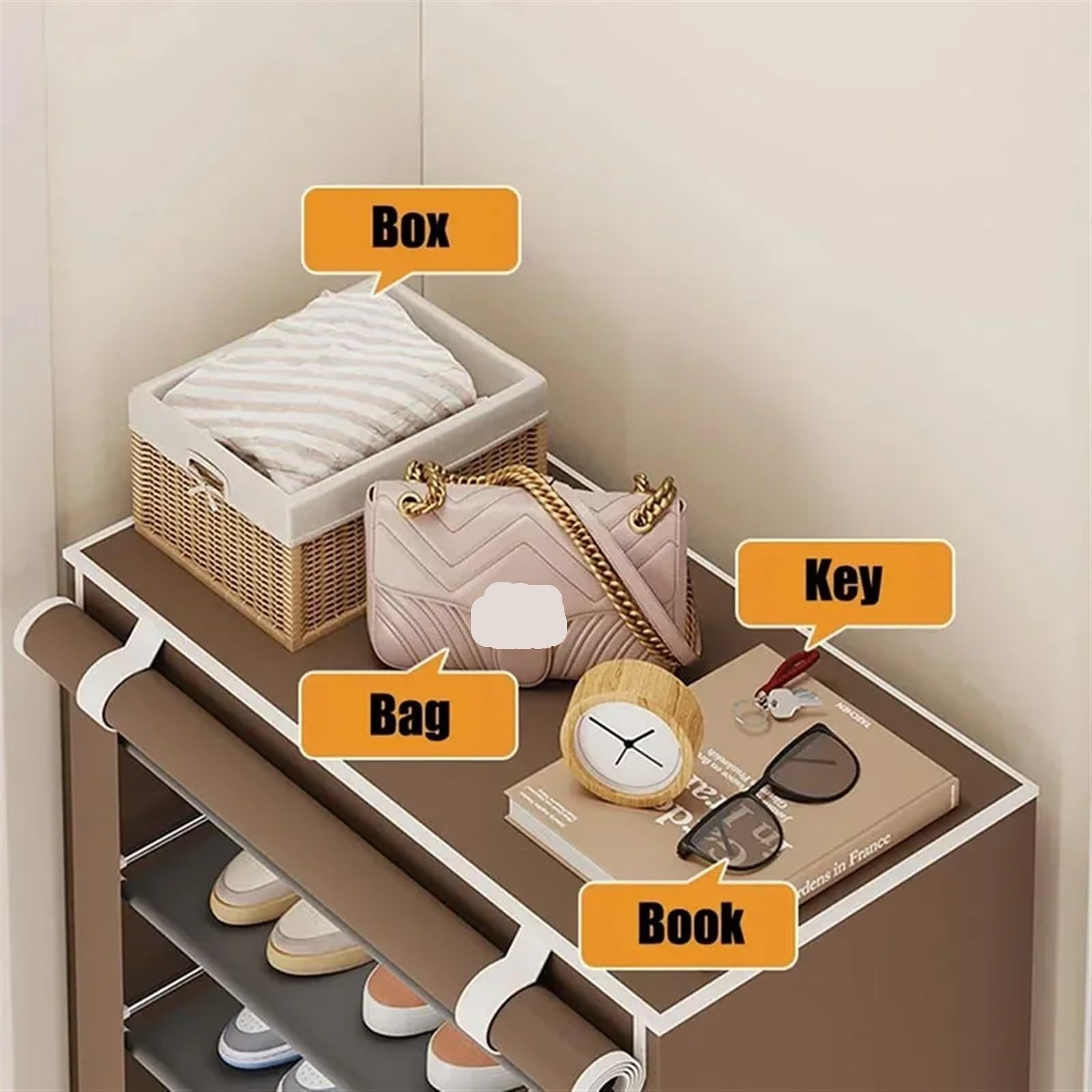 Schuhregal Stoff-Schuhschrank-Organizer, mehrschichtiges Schuhregal, Vliesstoffe, einfache Lagerung, wirtschaftlicher Typ, Schuhregal, Schrank, Haushalt(8Layers Black)