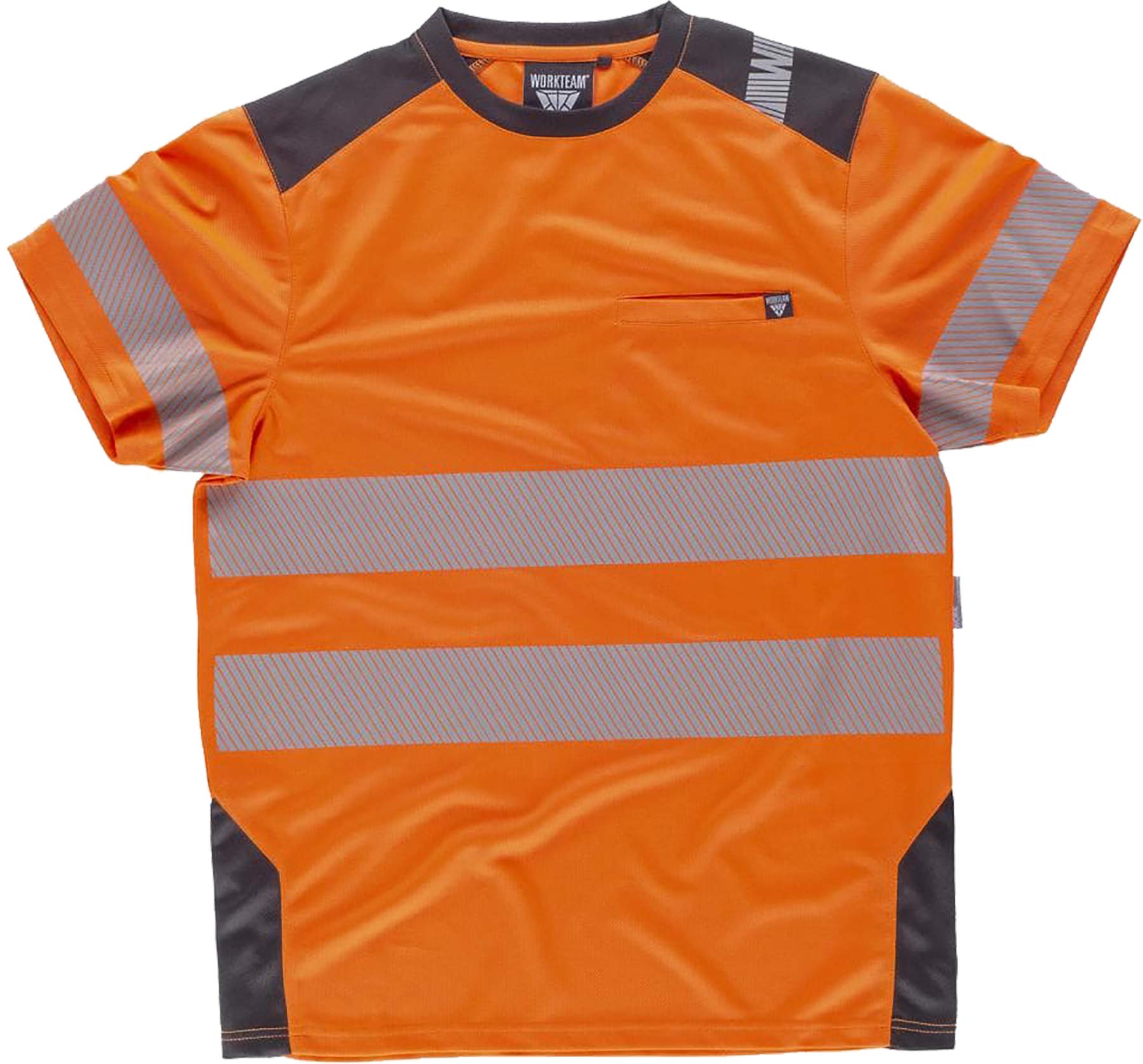 WorkTeam Workteam Camiseta Manga Corta Trabajo, Alta Visibilidad en Poliéster Micropiqué, Cintas Reflectantes Discontinuas, EN 20471. Clase 1. Unisex