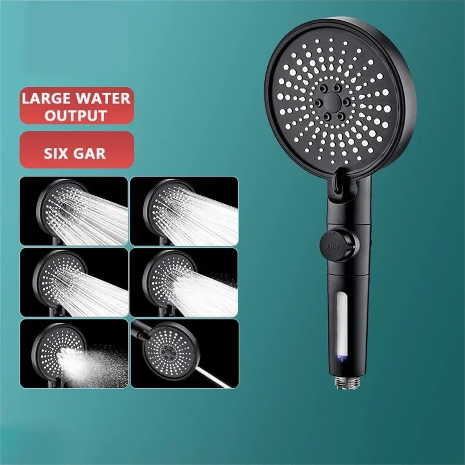 2 pezzi 6 modalità soffione bagno regolabile ad alta pressione rubinetto a pioggia a risparmio idrico for per Bagno(White)