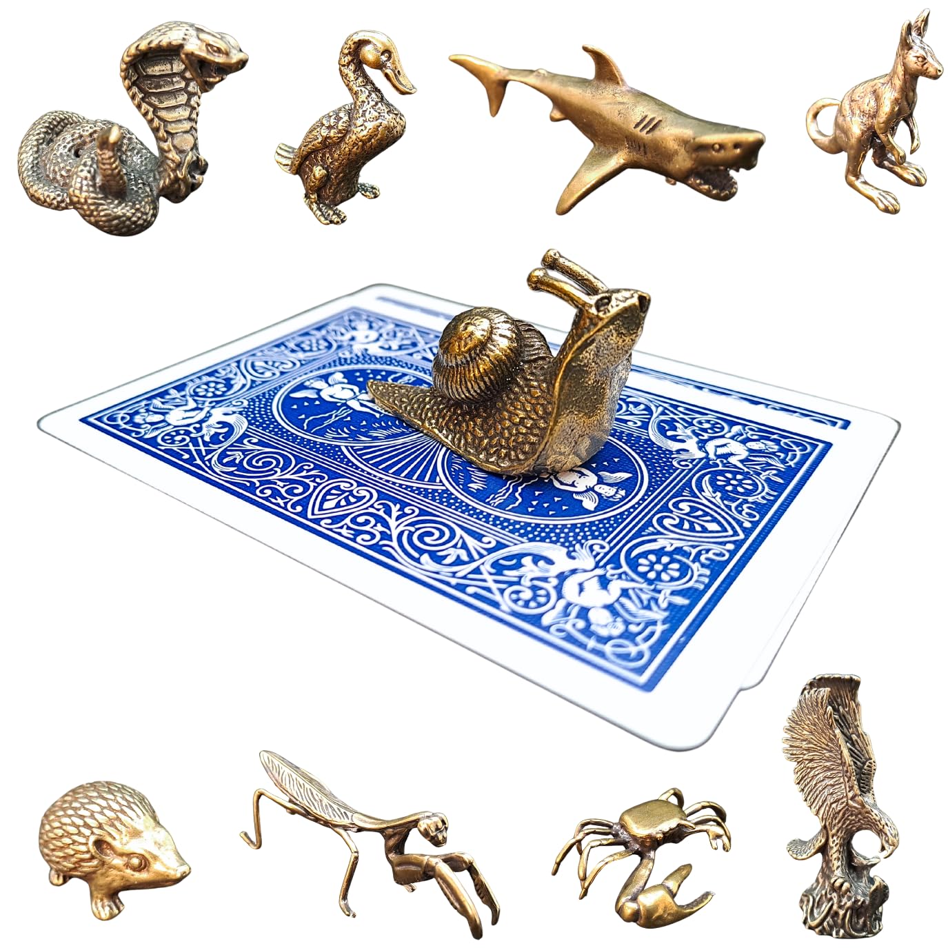 Poker Totems | Poker Card Guard | Brass Animals Edition | 44 Designs To Choose From | Heavy Weighted Card Protectors | Minature Metal Ornaments | Lucky Charms (The Snail)