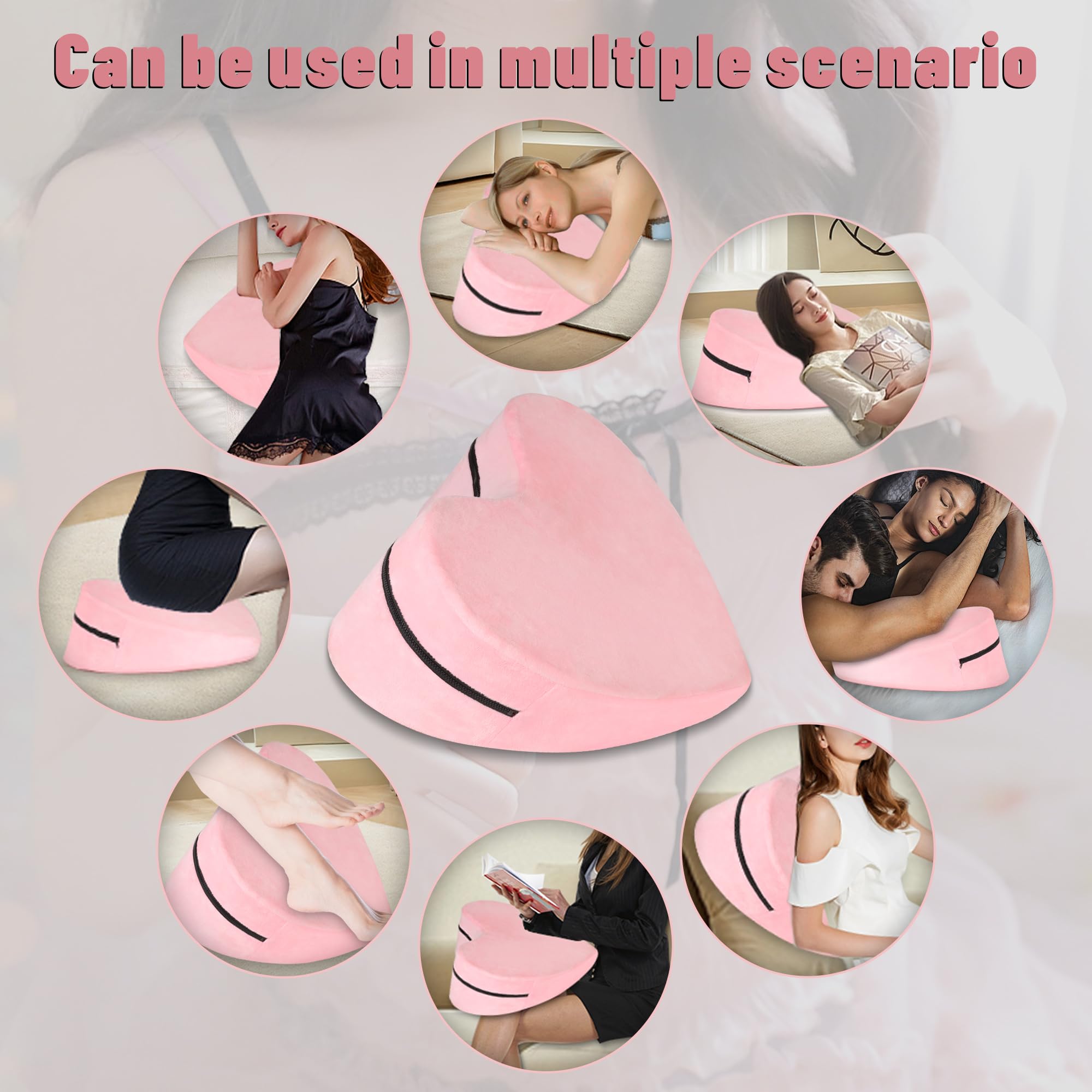 Sex Pillow Foam Heart Pillow Sex Position Pillow for Adults Sex Cushion Sex Furniture for Bedroom Couples Sex Toys: Pink