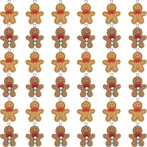 36 piezas de adornos de Navidad de hombre de jengibre, muñeco de nieve, figuras de pan de jengibre, decoraciones de árbol de Navidad, dijes