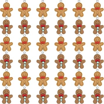 Jetec 36 Pcs Gingerbread Man Christmas Charms for Jewelry Making