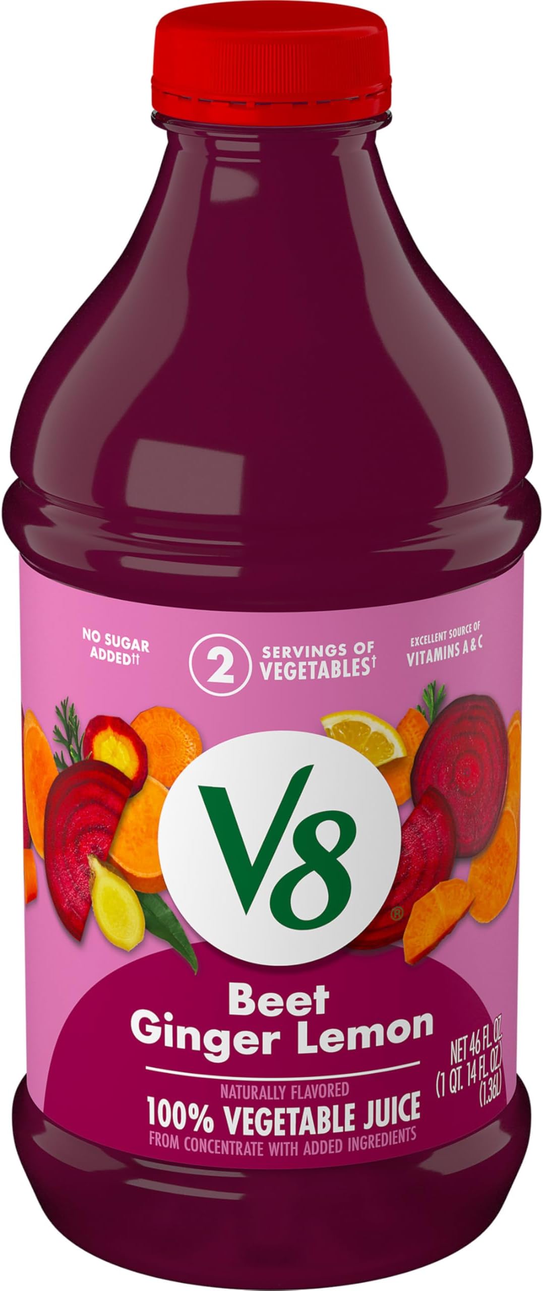 V8 Beet Ginger Lemon 100% Vegetable Juice, 46 fl oz Bottle