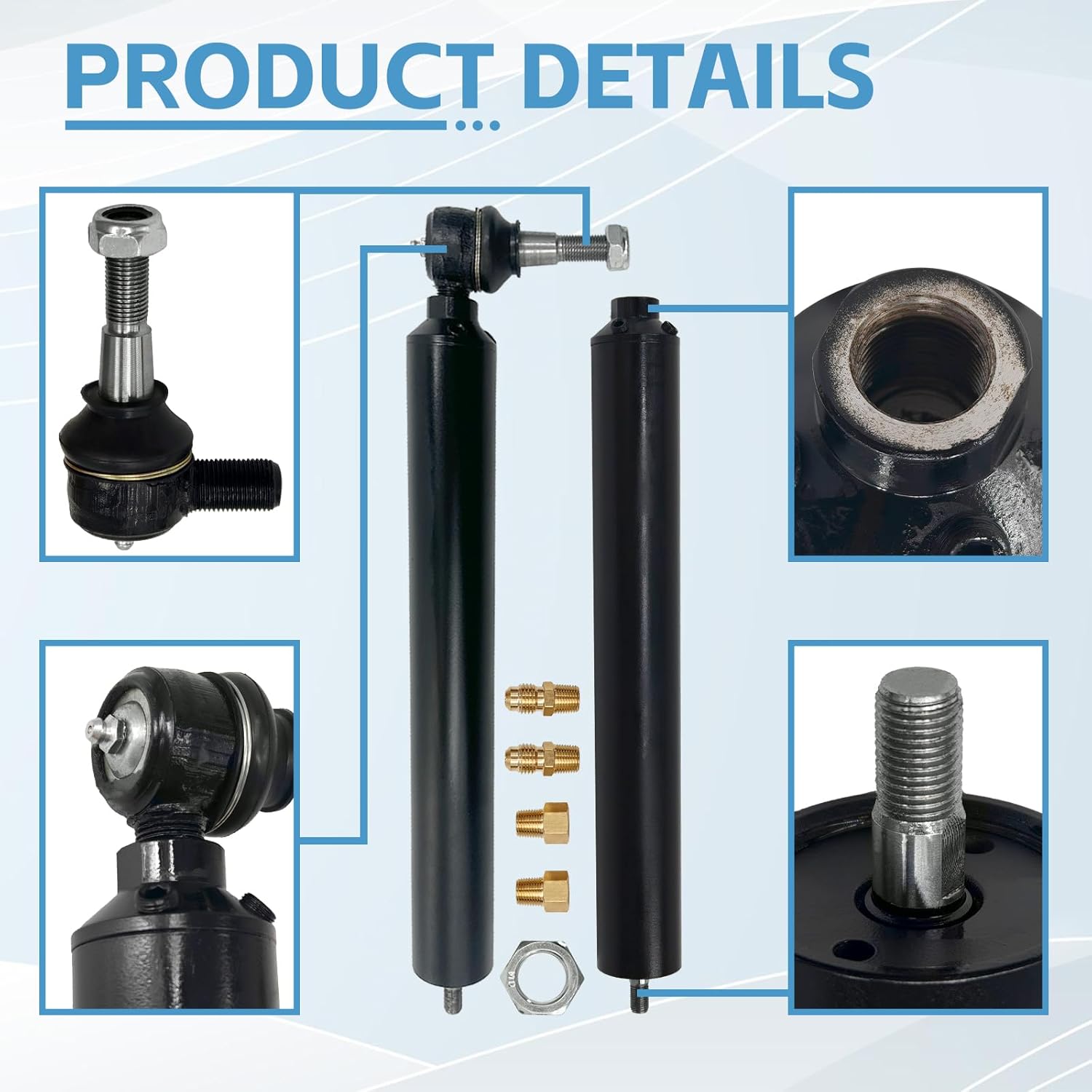 E2NN3A540BA Power Steering Cylinder 1/2" Rod, 7/16" Thread Compatible With Ford & New Holland Tractor 2000 2600 3000 3600 4000 4600 Series Replace D4NN3A540A E4NN3A540AA E2NN3A540BA E2NN3D547AA