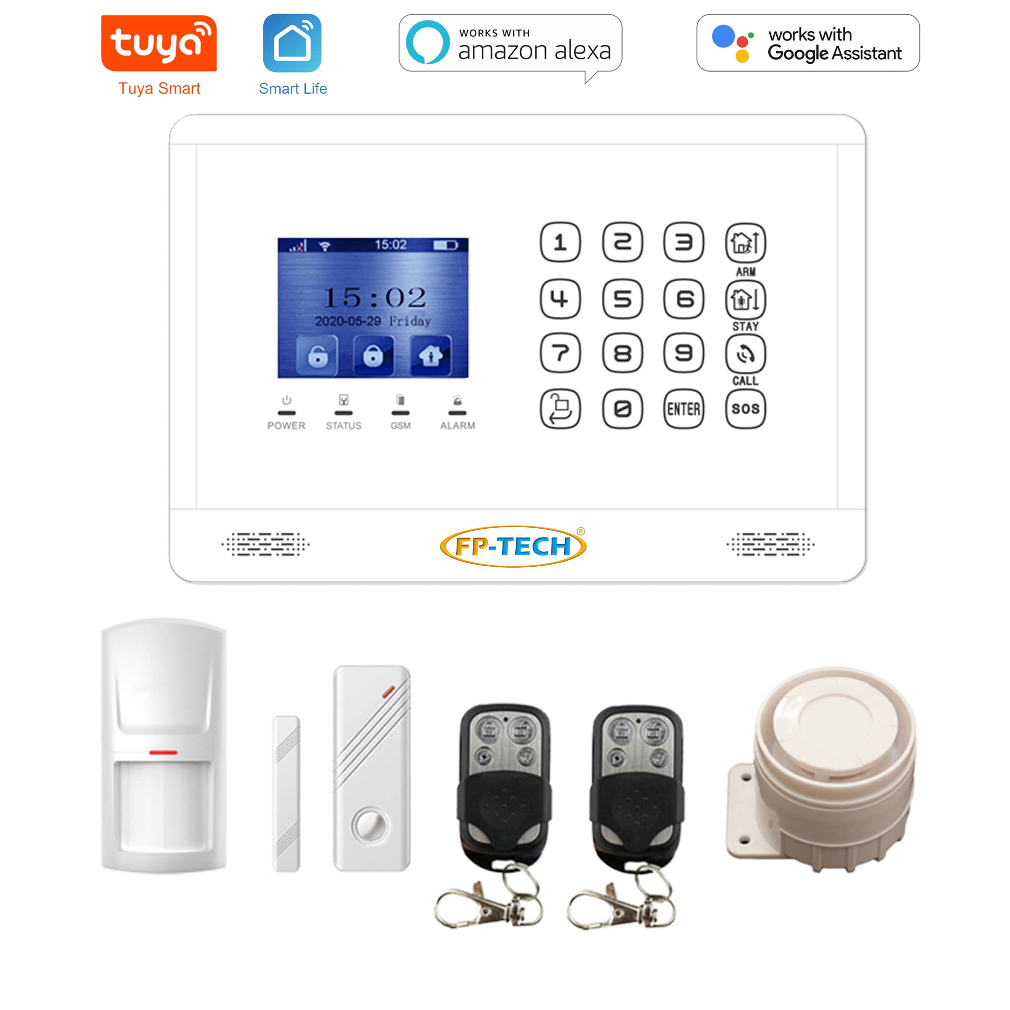 ANTIFURTO ALLARME CASA WI-FI COMBINATORE GSM SENZA FILI WIRELESS ALEXA GOOGLE (KIT SMART - FP-WT2BX-S)