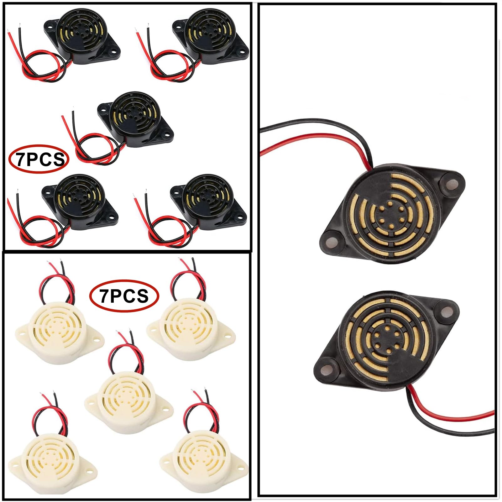 14 Buzzer Piezoelettrici DC 3-24V + 10 Connettori Batteria 9V - Allarme Sonoro Per Progetti Elettronici - Foto 7